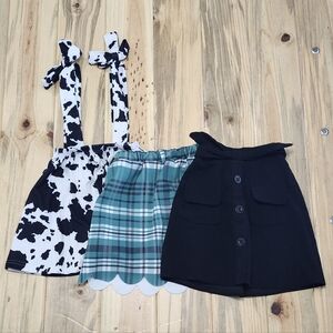 Sparkle In Pink Skirts B2S Black, Green, & Black & White Cow Girls Sz 6/7 XL